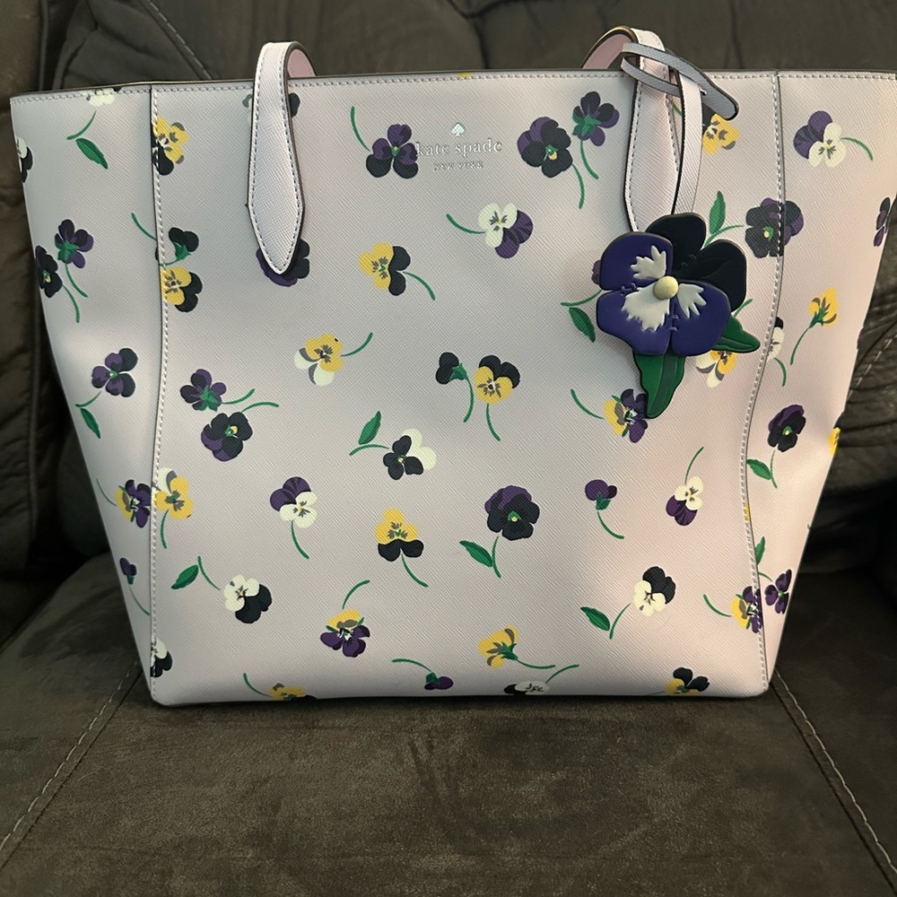 Kate Spade Purple and Yellow Tote Bag with Floral Design